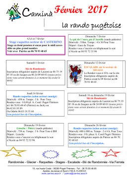 F&eacute;vrier 2017 - camin&agrave;, la rando pug&eacute;toise