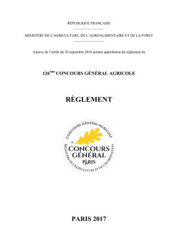 RÈGLEMENT - Concours Général Agricole