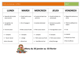 Menu du 30 au 3 février