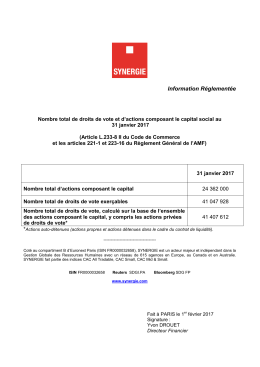 SYNERGIE - Déclaration mensuelle des droits de