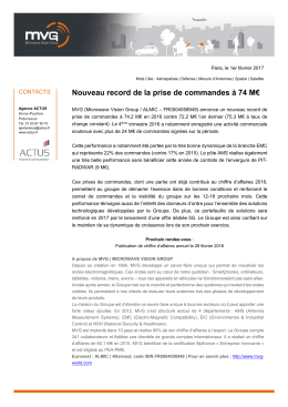 Paris, le 10 mars 2014 - Microwave Vision Group