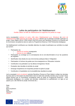Lettre de participation de l`&eacute;tablissement