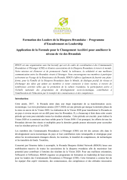 Formation des Leaders de la Diaspora Rwandaise – Programme d