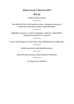 Menu Saint Valentin 2017