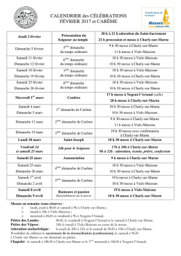 Horaires des messes dominicales et fêtes