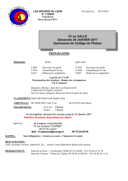 PROGRAMME Tir en SALLE Dimanche 29