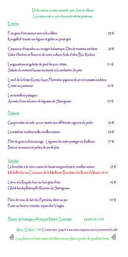 Notre Carte - Au Vieux Couvent