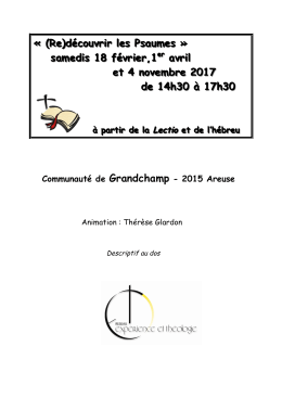 Atelier biblique - Communaut&eacute; de Grandchamp
