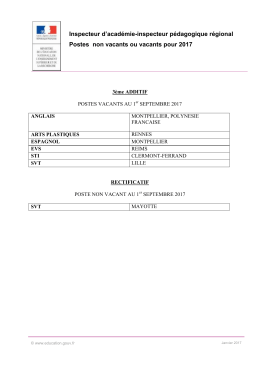 Inspecteur d`acad&eacute;mie-inspecteur p&eacute;dagogique r&eacute;gional Postes