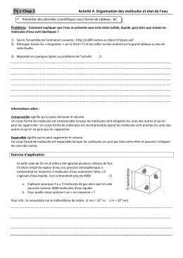 Activité 4. Organisation des molécules et état de l`eau