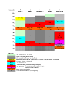 Emploi du temps de la semaine