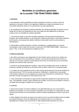 Conditions - TYM tracteurs
