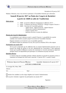 Invitation et appel &agrave; candidature ann&eacute;e 2017