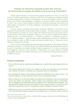 Invitation aux chercheurs - Festival franco