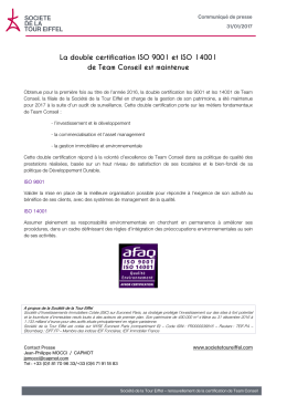 La double certification ISO 9001 et ISO 14001 de Team Conseil est