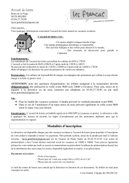 Fonctionnement de l`accueil de loisirs 2017
