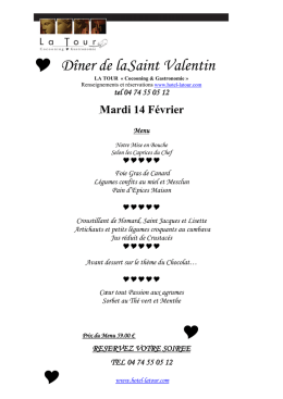 tel 04 74 55 05 12 Mardi 14 Février Menu