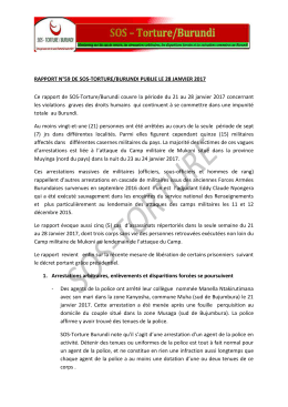 RAPPORT N°59 DE SOS-TORTURE/BURUNDI PUBLIE LE