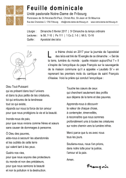 Dimanche 5 f&eacute;vrier 2017 | 5e dimanche ordinaire - UP Notre-Dame