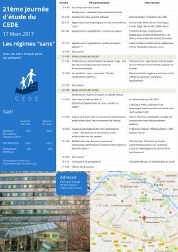 21ème journée d`étude du CEDE Les régimes