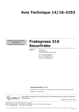 Avis Technique 14/16-2253 Frabopress 316 Securfrabo
