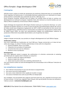 Offre d`emploi : Stage développeur CRM