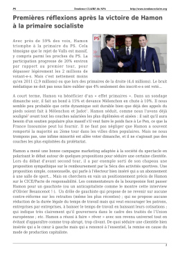 Premi&egrave;res r&eacute;flexions apr&egrave;s la victoire de Hamon &agrave; la primaire