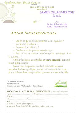 atelier huiles essentielles - ebes.fr - &Eacute;quilibre, bien