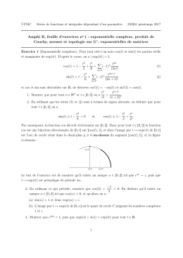 Amphi B, feuille d`exercices no 1 : exponentielle complexe, produit