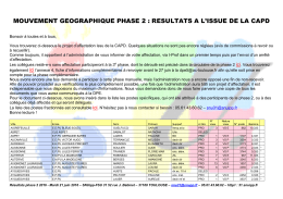 mouvement geographique phase 2 : resultats a l`issue