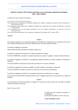 Arr&ecirc;t&eacute; du 12 janvier 2017 - textes justice
