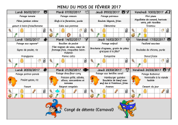 menu du mois de février 2017