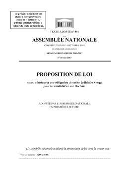 ASSEMBL&Eacute;E NATIONALE PROPOSITION DE LOI