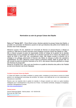 Nomination au sein du groupe Caisse des Dépôts
