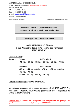 Circulaire Championnat Cadets - Comité du Val d`Oise de Judo