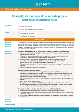Charg&eacute;(e) de montage et de suivi de projets - Inserm