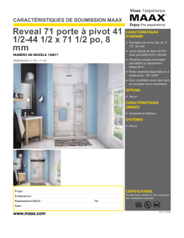 Reveal 71 porte à pivot 41 1/2-44 1/2 x 71 1/2 po, 8 mm