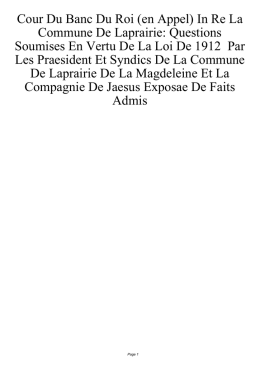 Cour Du Banc Du Roi (en Appel) In Re La Commune De Laprairie