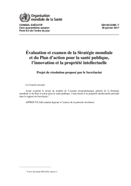Évaluation et examen de la Stratégie mondiale et du Plan d`action