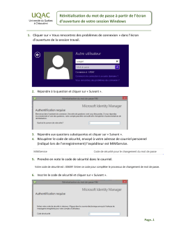 Réinitialisation du mot de passe à partir de l`écran d