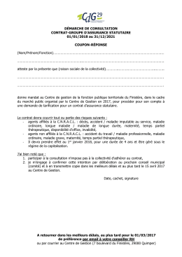 DÉMARCHE DE CONSULTATION CONTRAT-GROUPE D