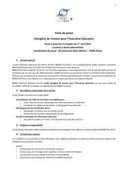 Fiche de poste Charg&eacute;(e) de mission pour l`Executive Education