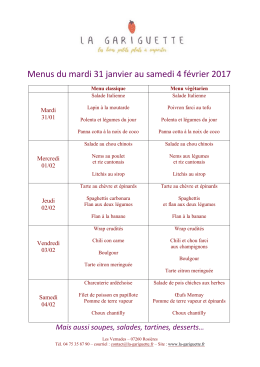 Télécharger le menu de la semaine