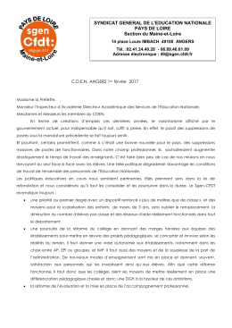 Angers, le 7 janvier 1999 - Sgen-CFDT