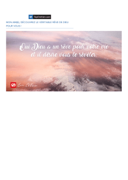 FNAME|*, découvrez le véritable rêve de Dieu pour