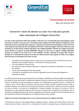 Communiqué de presse Concevoir l`usine de