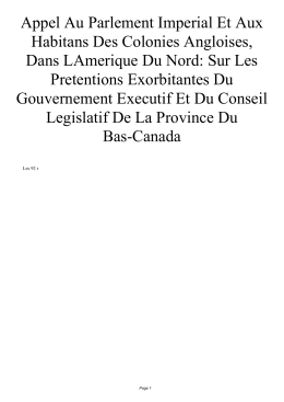 Appel Au Parlement Imperial Et Aux Habitans Des Colonies