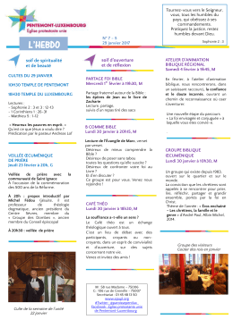 L`HEBDO n&deg;7-5 - Eglise protestante unie de Pentemont