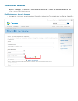 Plusieurs mises à jour d`eService sur Cerner.com