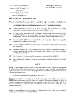Portant nomination d`un mandataire auprès de la régie de recettes